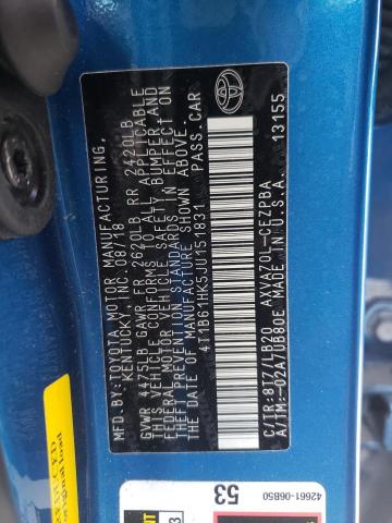 4T1B61HK5JU151831 - 2018 TOYOTA CAMRY XSE BLUE photo 10