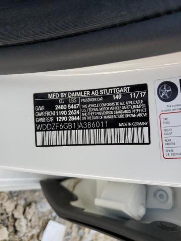 WDDZF6GB1JA386011 - 2018 MERCEDES-BENZ E 400 4MAT WHITE photo 10