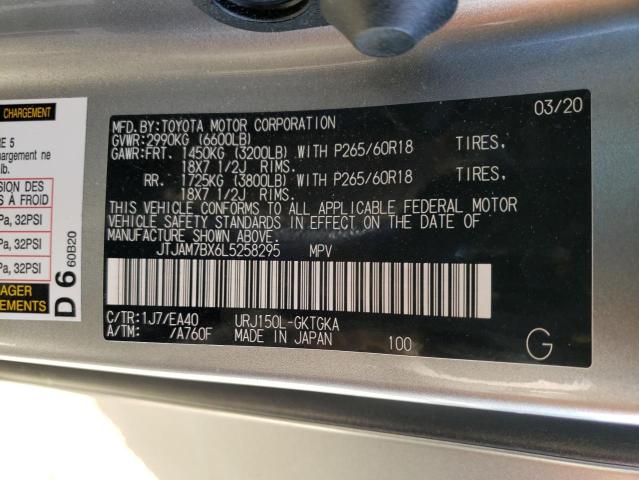 JTJAM7BX6L5258295 - 2020 LEXUS GX 460 PRE SILVER photo 10