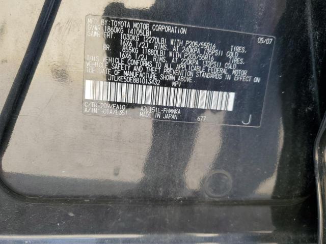 JTLKE50E881013432 - 2008 TOYOTA SCION XB შავი ფოტო 10