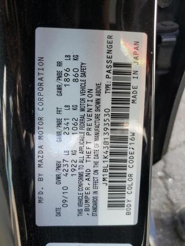 JM1BL1K43B1393530 - 2011 MAZDA SPEED 3 BLACK photo 10