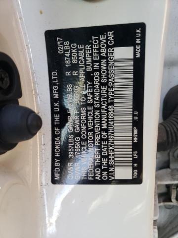 SHHFK7H97HU416848 - 2017 HONDA CIVIC SPOR WHITE photo 10