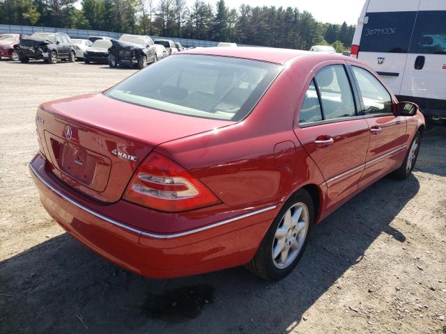 WDBRF84J24F522556 - 2004 MERCEDES-BENZ C 320 4MAT RED photo 4