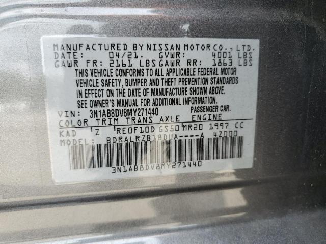 3N1AB8DV8MY271440 - 2021 NISSAN SENTRA SR GRAY photo 10