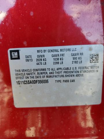 1G11C5SA0DF356006 - 2013 CHEVROLET MALIBU 1LT წითელი ფოტო 10