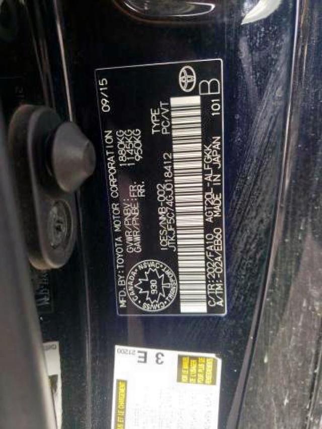 JTKJF5C74GJ018412 - 2016 TOYOTA SCION TC BLACK photo 9