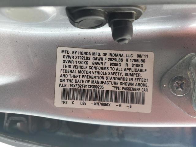 19XFB2F91CE309235 - 2012 HONDA CIVIC EXL Gümüş foto 10