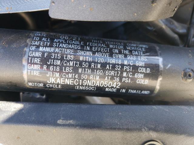 JKAENEC19NDA05042 - 2022 KAWASAKI EN650 C გრაფიტი ფოტო 10