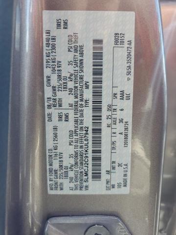 5LMCJ2C91KUL07942 - 2019 LINCOLN MKC SELECT 棕色 照片 10