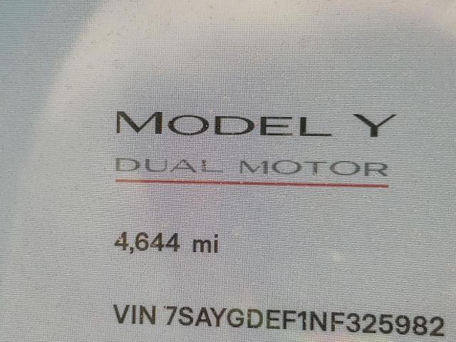 7SAYGDEF1NF325982 - 2022 TESLA MODEL Y أبيض صورة 8
