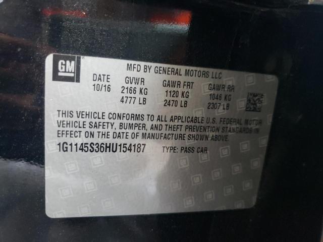 1G1145S36HU154187 - 2017 CHEVROLET IMPALA PRE BLACK photo 10