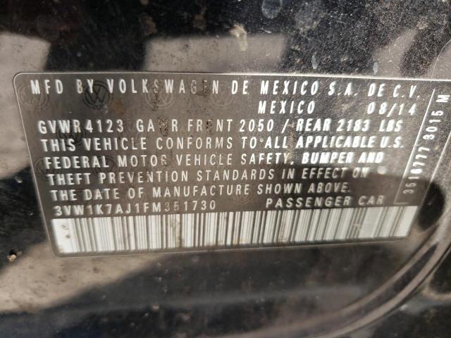 3VW1K7AJ1FM351730 - 2015 VOLKSWAGEN JETTA BASE 黑色 照片 10