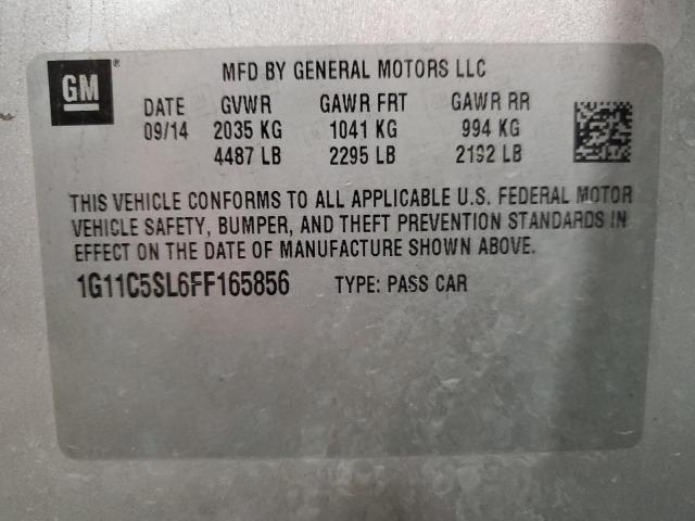 1G11C5SL6FF165856 - 2015 CHEVROLET MALIBU 1LT 银色 照片 10