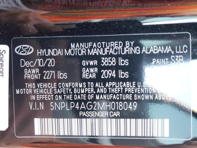 5NPLP4AG2MH018049 - 2021 HYUNDAI ELANTRA LI BLACK photo 10