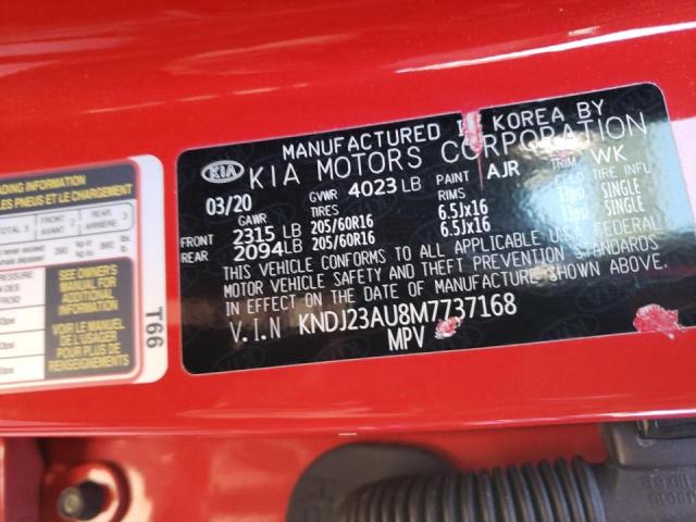 KNDJ23AU8M7737168 - 2021 KIA SOUL LX RED photo 10