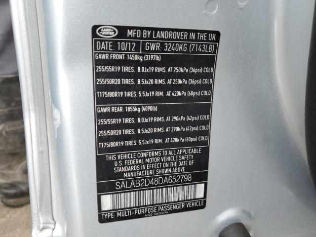 SALAB2D48DA652798 - 2013 LAND ROVER LR4 ვერცხლისფერი ფოტო 10