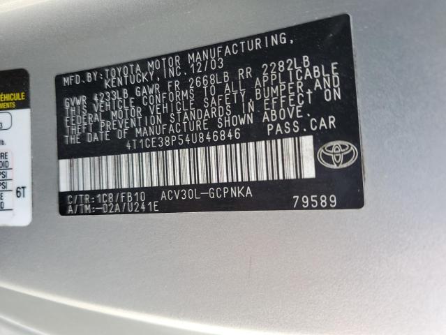 4T1CE38P54U846846 - 2004 TOYOTA CAMRY SOLARA SE  photo 10