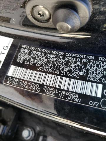 JTDKARFUXL3116460 - 2020 TOYOTA PRIUS L BLACK photo 10