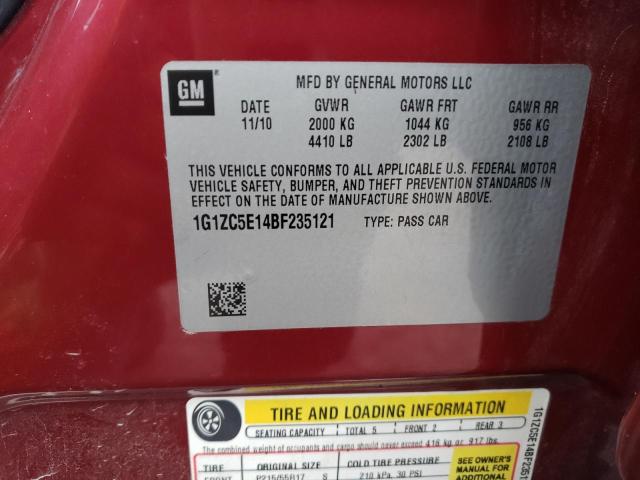 1G1ZC5E14BF235121 - 2011 CHEVROLET MALIBU 1LT 栗色 照片 10