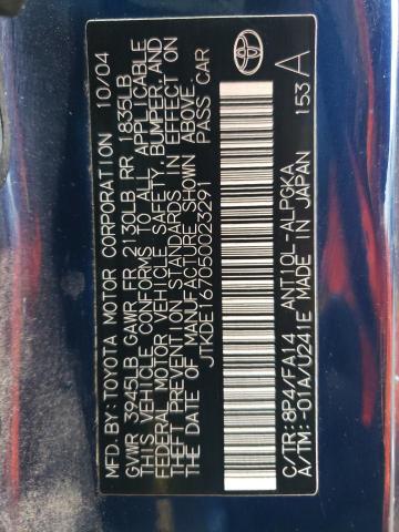 JTKDE167050023291 - 2005 TOYOTA SCION TC 蓝色 照片 10