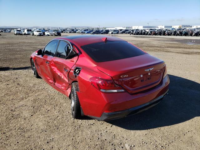 KMTG44LA6KU027117 - 2019 GENESIS G70 PRESTI RED photo 3