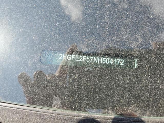 2HGFE2F57NH504172 - 2022 HONDA CIVIC SPOR RED photo 10