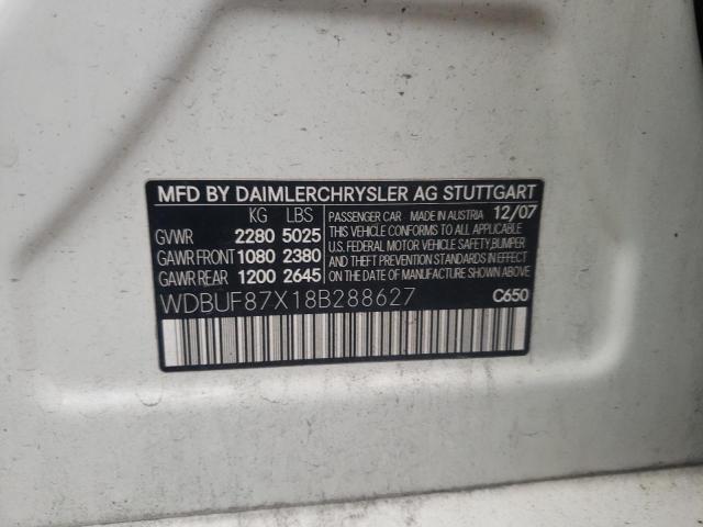 WDBUF87X18B288627 - 2008 MERCEDES-BENZ E 350 4MAT WHITE photo 10