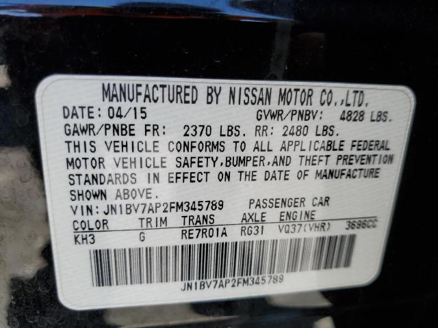 JN1BV7AP2FM345789 - 2015 INFINITI Q50 BASE BLACK photo 10