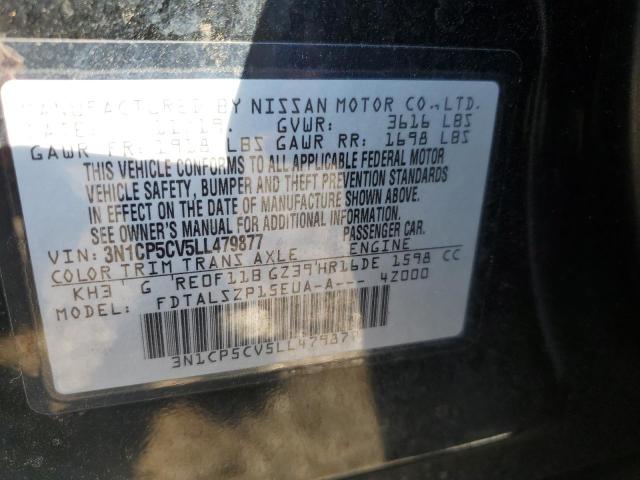 3N1CP5CV5LL479877 - 2020 NISSAN KICKS SV BLACK photo 10