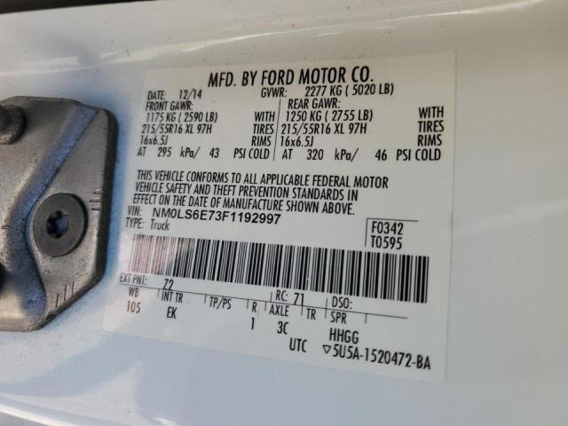 NM0LS6E73F1192997 - 2015 FORD TRANSIT CO WHITE photo 10