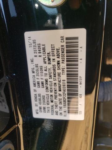 19UUB2F32FA009019 - 2015 ACURA TLX Siyah fotoğraf 10
