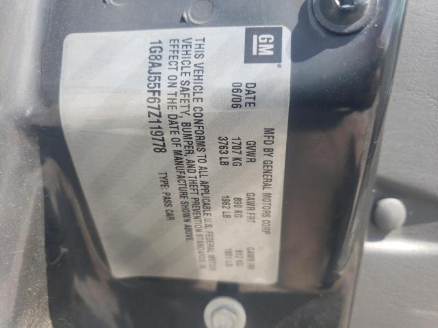 1G8AJ55F67Z119778 - 2007 SATURN ION LEVEL SILVER photo 10