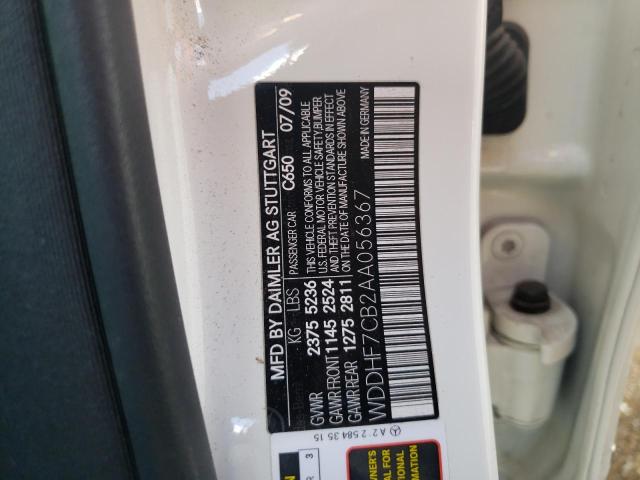 WDDHF7CB2AA056367 - 2010 MERCEDES-BENZ E 550 WHITE photo 10