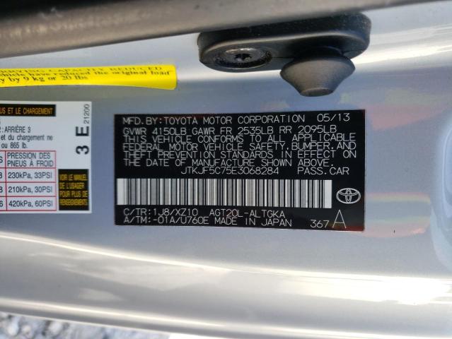 JTKJF5C75E3068284 - 2014 TOYOTA SCION TC 银色 照片 10