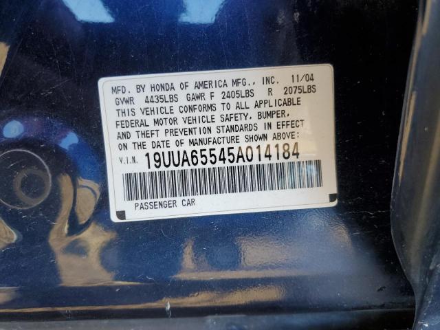 19UUA65545A014184 - 2005 ACURA TL BLUE photo 10