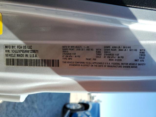 1C4JJXP65NW128971 - 2022 JEEP WRANGLER U SILVER photo 10