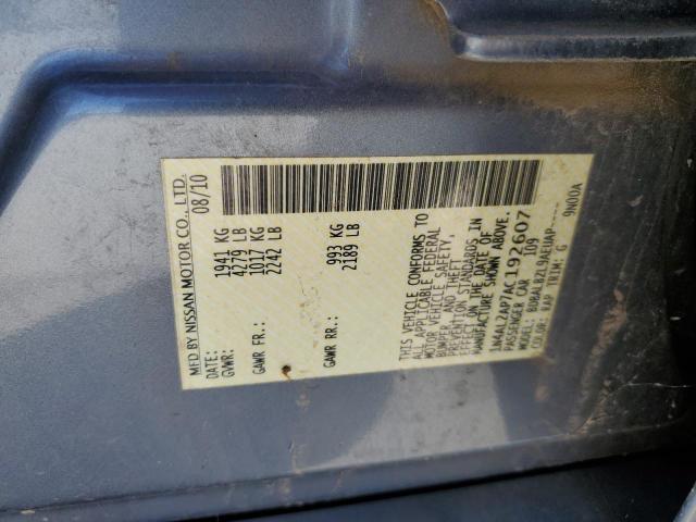 1N4AL2AP7AC192607 - 2010 NISSAN ALTIMA BAS BLUE photo 10