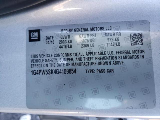 1G4PW5SK4G4159854 - 2016 BUICK VERANO SPO SILVER photo 10