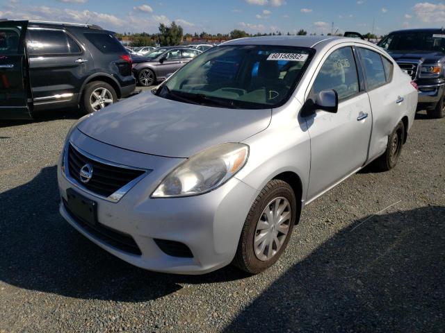 3N1CN7APXEL801504 - 2014 NISSAN VERSA S SILVER photo 2