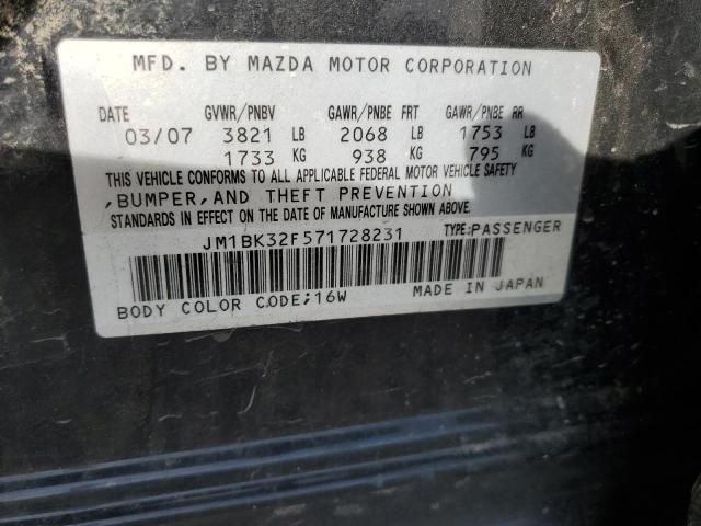 JM1BK32F571728231 - 2007 MAZDA 3 I BLACK photo 10