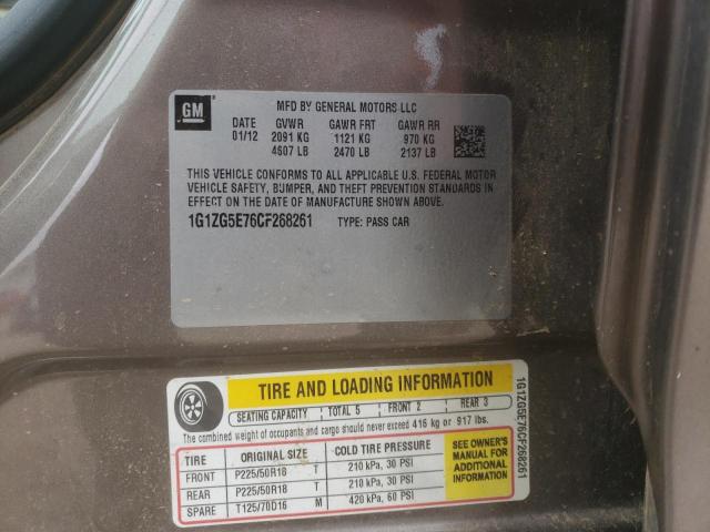1G1ZG5E76CF268261 - 2012 CHEVROLET MALIBU LTZ ყავისფერი ფოტო 10