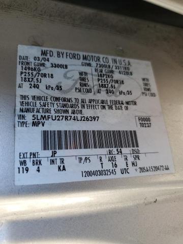 5LMFU27R74LJ26397 - 2004 LINCOLN NAVIGATOR 银色 照片 10