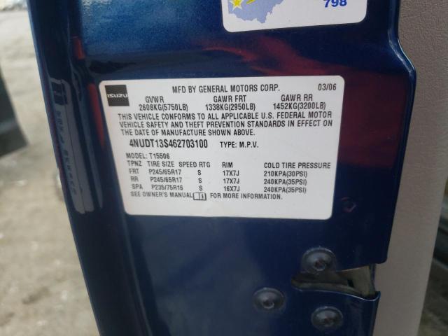 4NUDT13S462703100 - 2006 ISUZU ASCENDER S 蓝色 照片 10