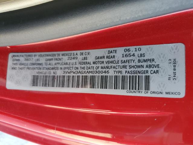 3VWPW3AGXAM030046 - 2010 VOLKSWAGEN NEW BEETLE 红色 照片 10