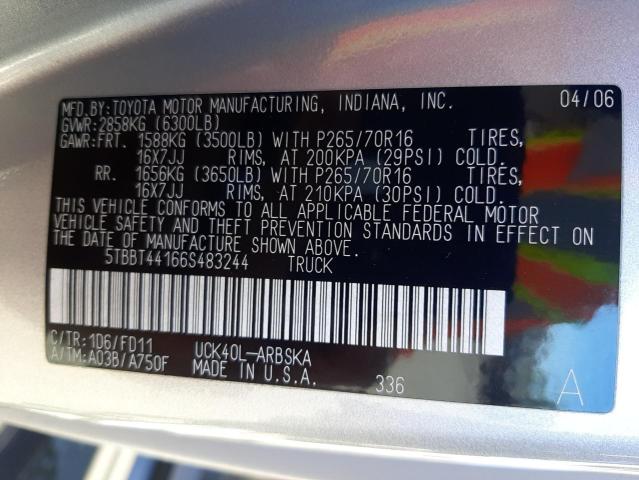 5TBBT44166S483244 - 2006 TOYOTA TUNDRA ACCESS CAB SR5  photo 10