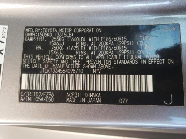 JTLKT334564098710 - 2006 TOYOTA SCION XB Grau Foto 10