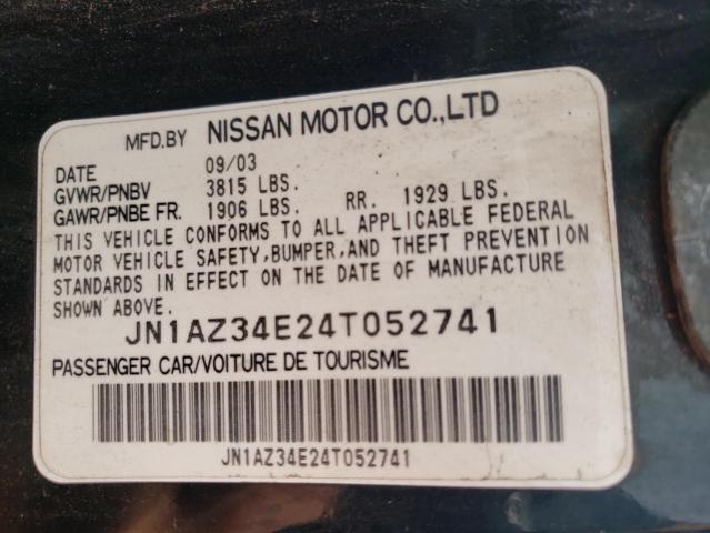 JN1AZ34E24T052741 - 2004 NISSAN 350Z COUPE BLACK photo 10