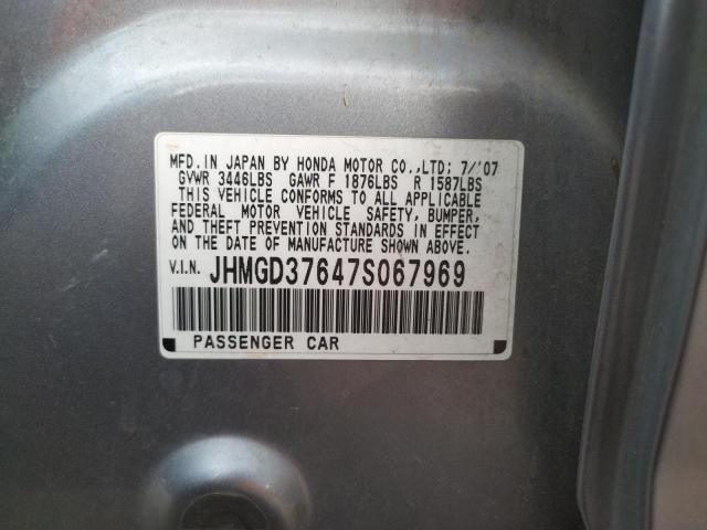 JHMGD37647S067969 - 2007 HONDA FIT S 石墨色 照片 10