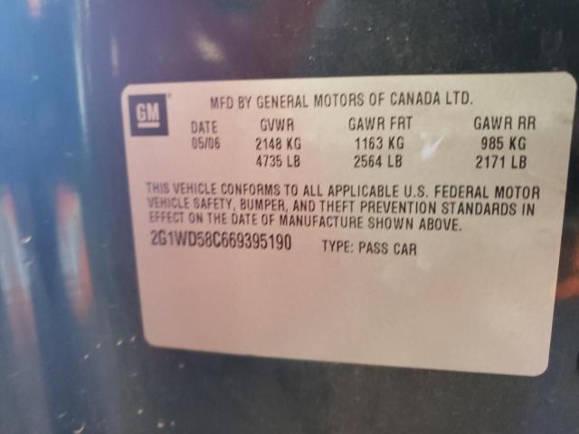 2G1WD58C669395190 - 2006 CHEVROLET IMPALA SUP Қара фото 10