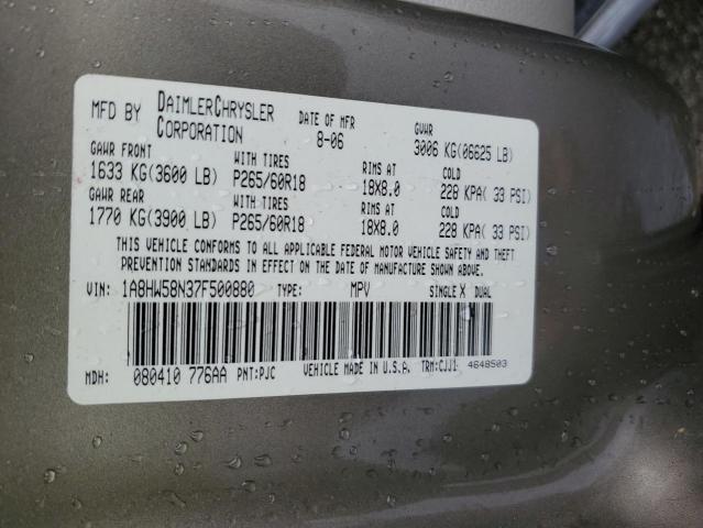 1A8HW58N37F500880 - 2007 CHRYSLER ASPEN LIMI TAN photo 10